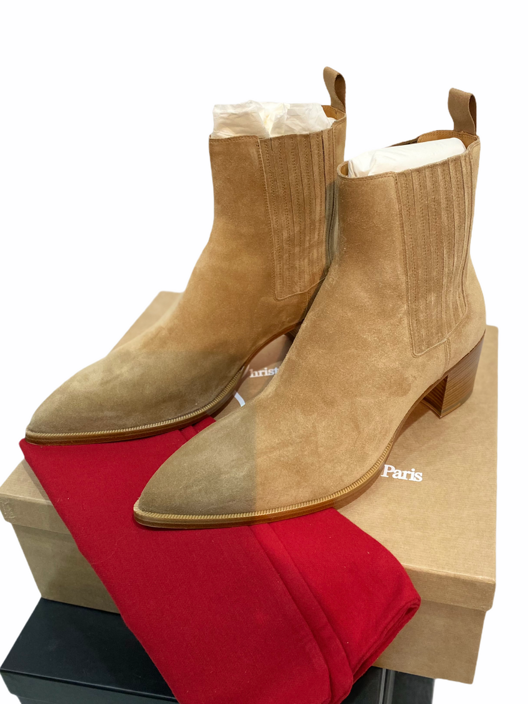 Christian Louboutin Tan Suede Chelsea Boot